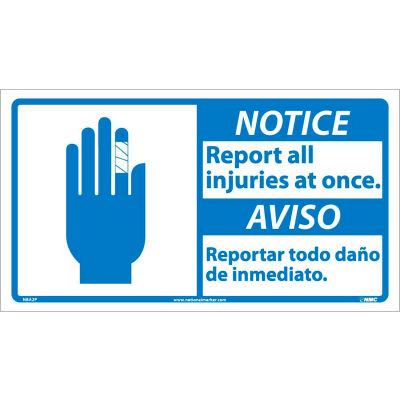 Signe de vinyle bilingue - Remarquez le rapport toutes les blessures à la fois