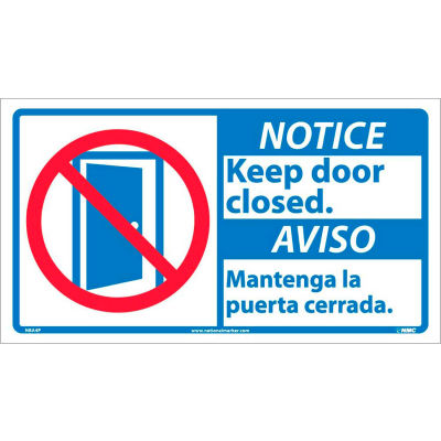 Bilingual Vinyl Sign - Notice Keep This Door Closed