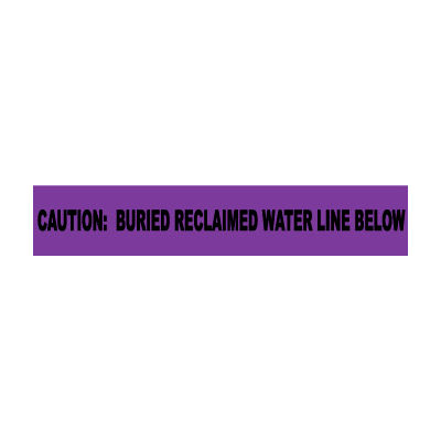 Non-Detectable Underground Warning Tape - Caution Buried Reclaimed Water - 3"W