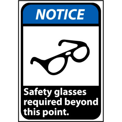 Notice Sign 14x10 Aluminum - Safety Glasses Required Beyond This Point