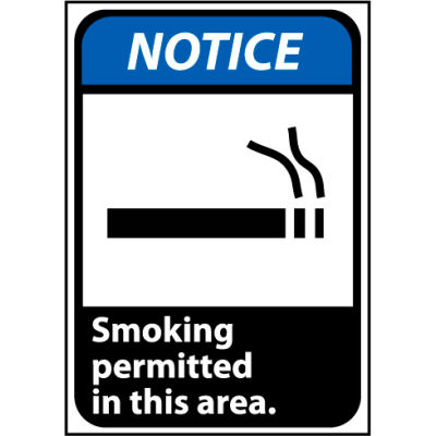 Notice Sign 10x7 Vinyl - Smoking Permitted In This Area
