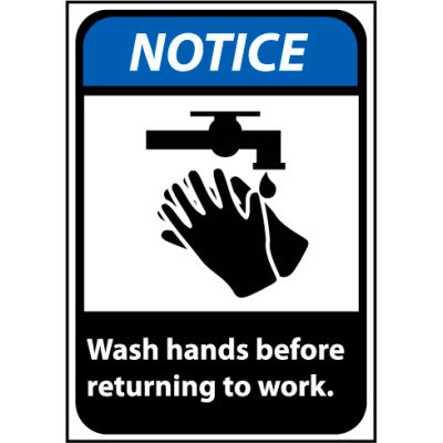 Avis de signer 10 x 7 vinyle - Lavez-vous les mains avant de retourner au travail
