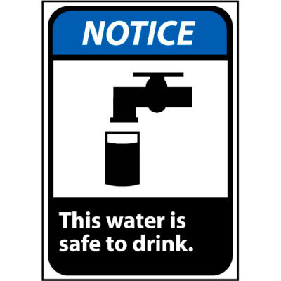 Notice Sign 10x7 Rigid Plastic - This Water Is Safe To Drink