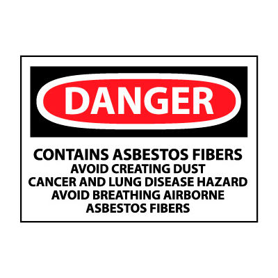 Roll of 500 Hazard Warning Paper Labels - Danger Contains Asbestos Fibers