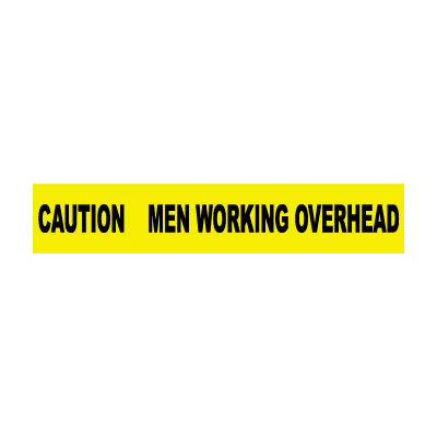 Ruban de barricade jaune NMC 3 » L x 1000'L, « Attention aux hommes travaillant au-dessus de la tête »
