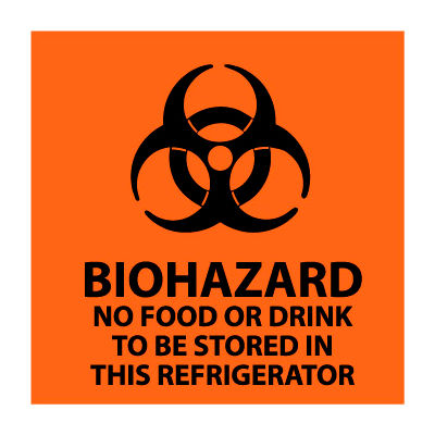 Graphic Safety Labels - Biohazard No Food Or Drink To Be Stored