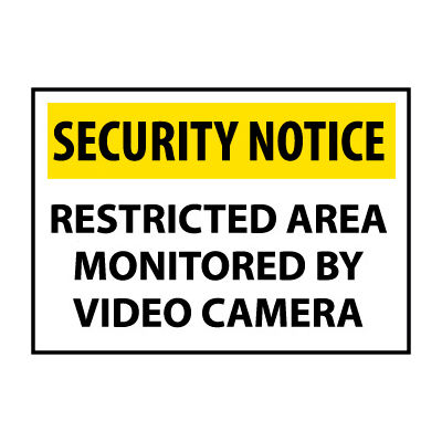 Security Notice Aluminum - Restricted Area Monitored By Video Camera ...