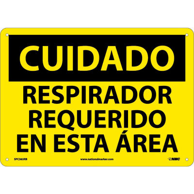 Spanish Plastic Sign - Cuidado Respirador Requerido En Esta Area