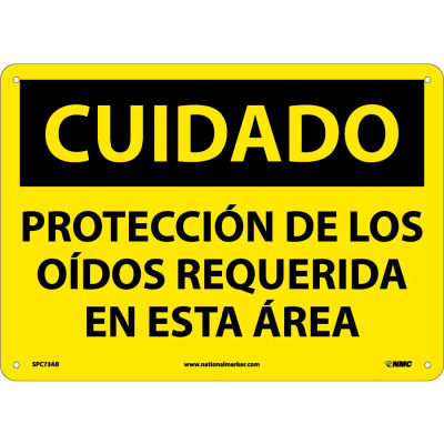 Spanish Aluminum Sign - Cuidado Protección De Los Oidos Requerida