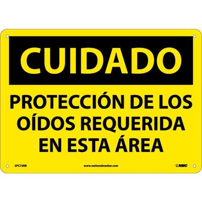 Spanish Plastic Sign - Cuidado Protección De Los Oidos Requerida