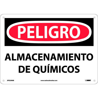Spanish Aluminum Sign - Peligro Almacenamiento De Químicos