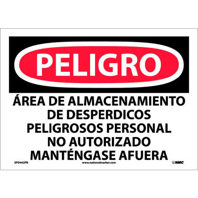 Spanish Vinyl Sign - Peligro Area De Almacenamiento De Despedicios Peligrosos