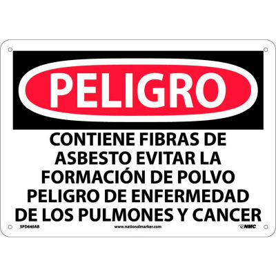 Spanish Aluminum Sign - Peligro Contiene Fibras De Asbesto Evitar La Formacion