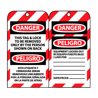 Bilingual Lockout Tags - This Tag & Lock To Be Removed Only By The Person Shown