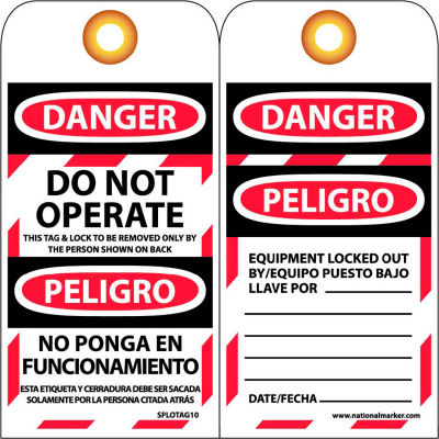 Étiquettes de verrouillage bilingue - Ne pas utiliser - Bloqueado aucun Ponga En Funcionamiento