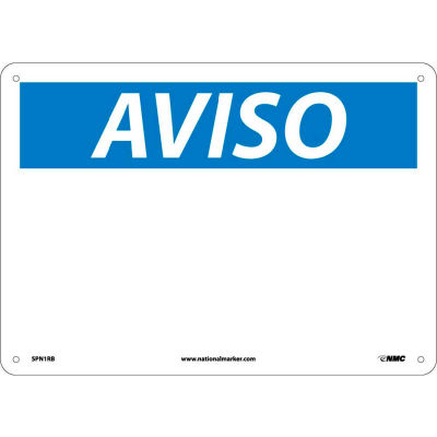 Spanish Plastic Sign - Aviso Blank