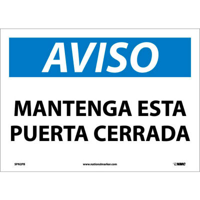 Spanish Vinyl Sign - Aviso Mantenga Esta Puerta Cerrada