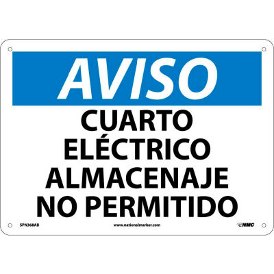 Spanish Aluminum Sign - Aviso Cuarto Electrico Almacenaje No Permitido