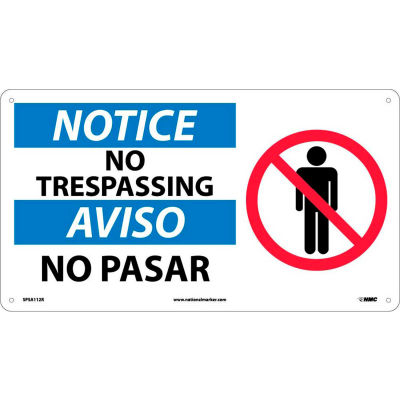 Bilingual Plastic Sign - Notice No Trespassing