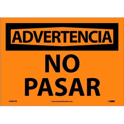Spanish Vinyl Sign - Advertencia No Pasar