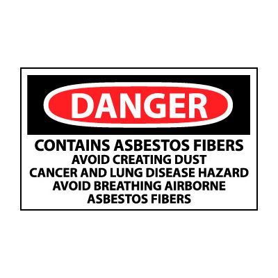 Rouleau d’étiquettes 500 vinyle d’avertissement de danger - Danger contient des fibres d’amiante