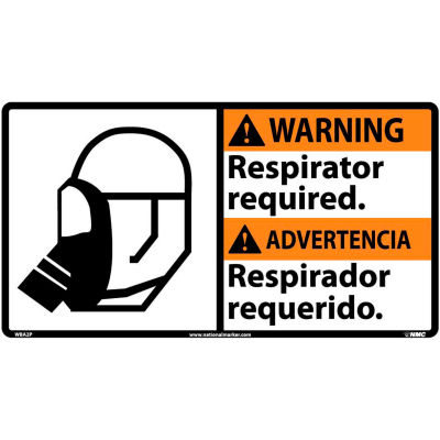 Bilingual Vinyl Sign - Warning Respirator Required