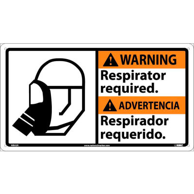 Bilingual Plastic Sign - Warning Respirator Required