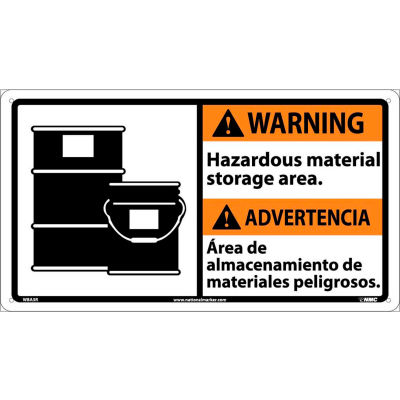 Bilingual Plastic Sign - Warning Hazardous Material Storage Area