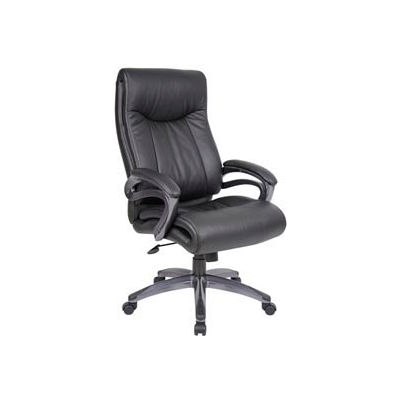 Boss Executive Office Chair with Arms - Leather - High Back - Black