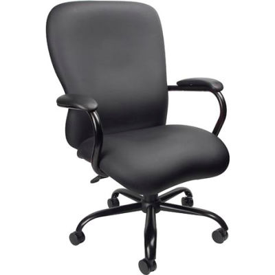 Patron grande et haute chaise exécutive avec bras - Vinyle  - Dossier surélevé - Noir