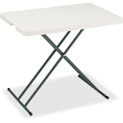 Table pliante en plastique à hauteur réglable Interion®, 20 « x 30 », Blanc