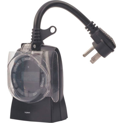 NSI TORK® 642E 7 Day Digital Plug-In Timer Two Grounded Outlets 125V Outdoor
