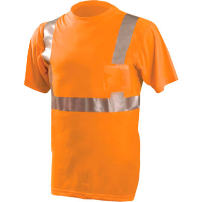 OccuNomix Standard Wicking T-Shirt W/ Pocket, Classe 2, ANSI, Hi-Vis Orange, XL, LUX-SSETP2-OXL