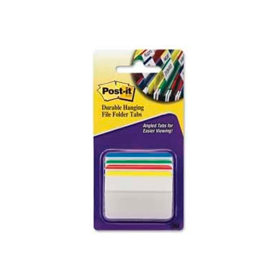 Post-it® Durable Hanging File Folder Tabs, 2" Angled Lined, Primary Colors, 24 Tabs/Pack