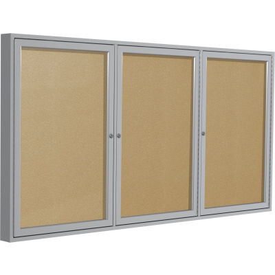 Ghent Enclosed Bulletin Board - Outdoor / Indoor - Vinyl - 48" x 72" H - Caramel