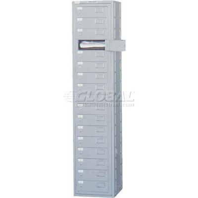 Penco® 16 Door Folded Garment Locker w / Cam Lock, 16-1/2"L x 16"P x 77-1/2"H, Gris