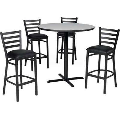 Premier Hospitality 36 » Table ronde & Tabourets W/Ladder Back, Graphite Table/Black Seats
