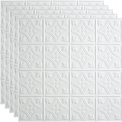 Fasade Syle traditionnel # 1 - 23-3/4 » x 23-3/4 » PVC Lay In Tile in Matte White - PL5001