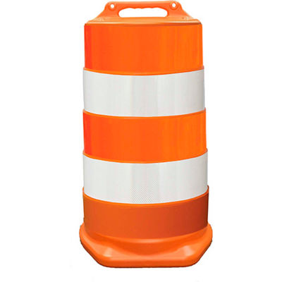 456-HD-T-34 Commander Traffic Drum, Orange, 23-1/2"W x 39-1/2"H, 4 Reflective Orange/White Stripes