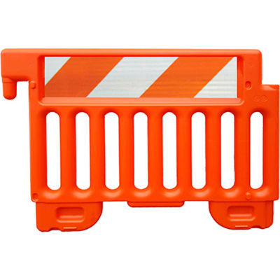 Barricade en plastique conforme à la norme ADA Plasticade Strongwall, orange, 38 « H, feuille de qualité moteur
