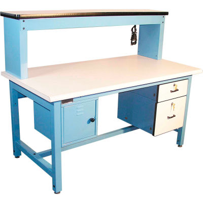 Global Industrial™ banc-dans-une-boîte atelier technique, plateau stratifié en plastique, 72"Wx30"D, bleu