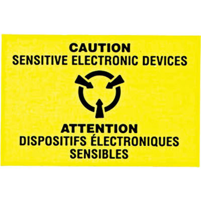 Attention les appareils électroniques sensibles étiquette d’expédition -  3 "X 2" - Bilingue