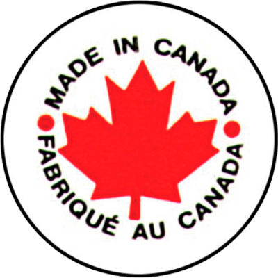 Étiquette de livraison Fabriqué au Canada -  Diamètre de 1 po - Bilingue