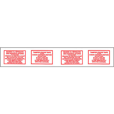 Carton imprimé, ruban d’étanchéité - Inviolable - 2 po x 2 po - Bilingue - Qté par paquet : 12