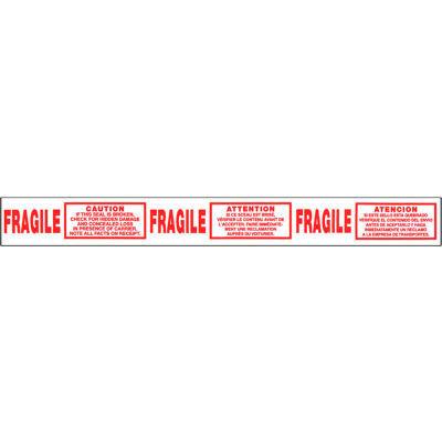 Carton imprimé, ruban d’étanchéité - Fragiles - Trilingue (anglais, Français, espagnol) - Qté par paquet : 12