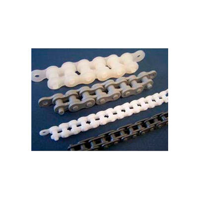 Plastock® #25 Roller Chain 25dchain, Acetal, 1/4 Pitch, White