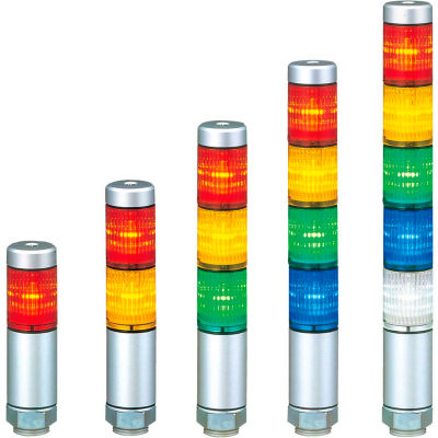 Lumière continue Patlite MPS-202-RY, 45mm, NPN & PNP Compatible lumière rouge/orange, Silver, AC/DC24V