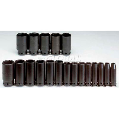 Proto J74116 1/2" Drive 19 Piece Deep Impact Socket Set - 6 Point
