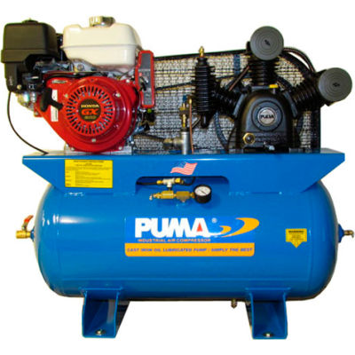 Puma TE-8030HGE, 8 HP, Stationary Gas Compressor, 30 Gal, 175 PSI, 16.5 CFM, Honda, Electric/Recoil