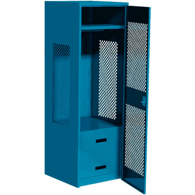 ™ Global Industrial Gear Locker avec 2 tiroirs et porte perforée, 24"Lx18"Dx72"H, bleu, entièrement soudé